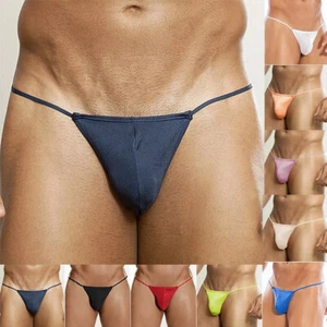 Sexy Men T-Back G-string Thong Bikini Underwear Mesh Sheer Pouch Thongs Seamless - Picture 1 of 29
