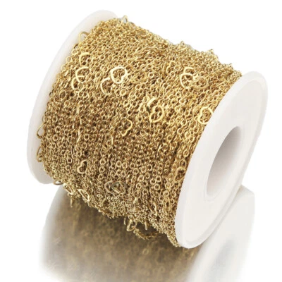 1M Stainless Steel Gold Heart Shaped Beads Chain Accessories For Jewelry Making - Image 1 of 4