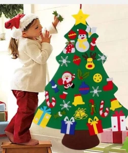 Fun Felt 3 ft Christmas Tree for Kids with Detachable Ornaments Santa Gifts More - Picture 1 of 9