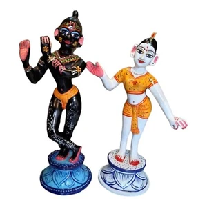 Lord Radha Krishna Idol (Black Krishna and White Radha, Size: 4 inch Height) - Picture 1 of 3