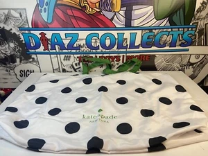 KATE SPADE LARGE GREEN WHITE POLKA DOT canvas BAG SHOP TOTE Reusable Foldable - Picture 1 of 6