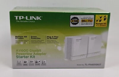 TP-LINK AV600 Gigabit Powerline Adapter Kit TL-PA6010KIT White Sealed Box - Image 1 of 4