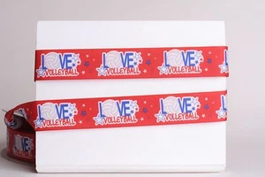 Nastro Grosgrain LOVE VOLLEYBALL ROSSO 7/8" 1,3,5,10 iarde SPEDIZIONE DAGLI USA - Foto 1 di 1