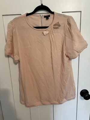 Suéter Ann Taylor Bebé Rosa Seda Lana Merino Lazo Manga Corta, Talla Grande Foto 1 de 4