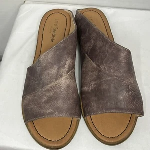 Let's See Style Slipper Sandale Rutsche verwittert taupe Leder Damen Größe 7,5 M - Bild 1 von 5