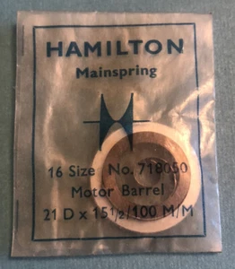 Vintage NOS Hamilton Size 16 Watch Mainspring. 718050 Motor Barrel 21 D x 15 1/2 - Picture 1 of 2