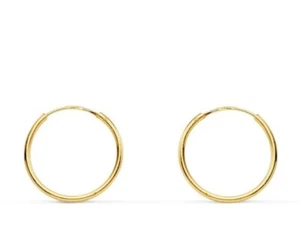 Pendientes oro 18k 750 Mls. Aros Redondos 12 X 0,8 MM.  - Picture 1 of 3