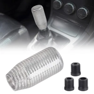 Silver Carbon Fiber MT Car Handle Gear Stick Shift Knob Manual Shifter Lever - Picture 1 of 12