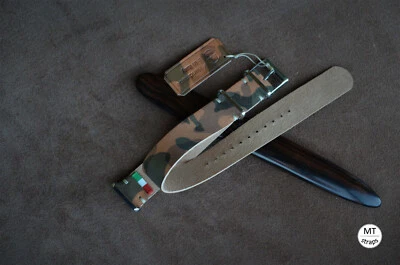 20 mm Cinturino artigianale in vacchetta camouflage MTstraps Handmade Watch Band - Immagine 1 di 4