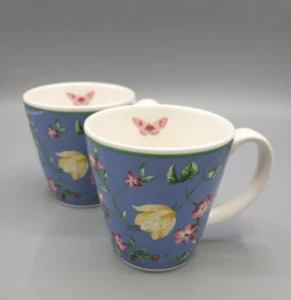 Waverly Coffee Mugs Set Of 2 Garden Room Masterpiece Floral 11 oz. 2002-2003 VTG - Picture 1 of 8
