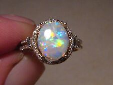 1.3 ct.   White Opal and Diamond Ring , solid 14k Yellow Gold