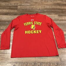 Under Armour Ferris State Bulldogs Shirt Adult Large Red Hockey Long Sleeve Men