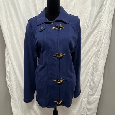 Abrigo para mujer Lauren Ralph Lauren Toggle 2X chaqueta de algodón azul marino escudo RLL Foto 1 de 4