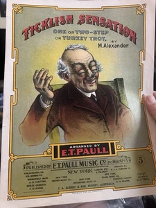 1914 E.T. Paull Ragtime Instrumental Noten TICKLISH SENSATION von Alexander - Bild 1 von 2