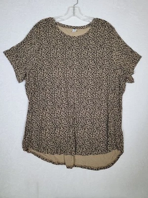 Camiseta OLD NAVY Para Mujer 2XL XXL Marrón Estampado Leopardo Mangas Cortas Camiseta LUJO Foto 1 de 4