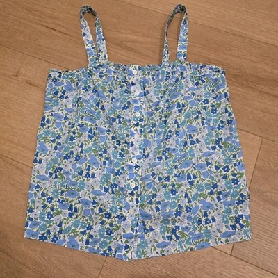 J. Regata feminina Crew Smocked com botão frontal tamanho XS Liberty Poppy tecido margarida - Imagem 1 de 4