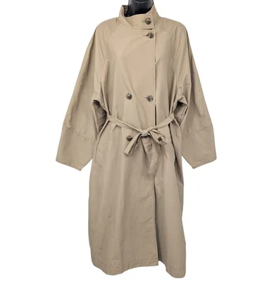 Gabardina antigua azul marino con cinturón talla M doble botonadura plumero minimalista de gran tamaño Foto 1 de 4