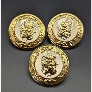 St. John Gold Tone Enamel Logo Shaft Large Replacement Buttons 23mm Set of 3 - Picture 1 of 4