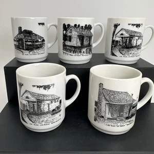 LSU Rural Life Museum Becher 5er Set Keramikschätze LA Transferware Souvenir - Bild 1 von 16