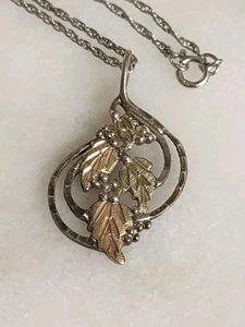 Coleman Co Black Hills Gold Sterling Silver 12K Gold Leaf Pendant Necklace 4g - Picture 1 of 11