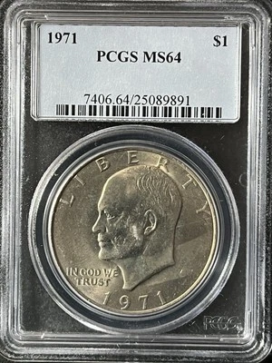 1971 Eisenhower  Dollar PCGS MS64  25089891 - Image 1 of 2