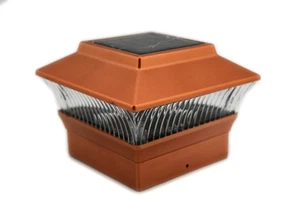 4x4 Outdoor Solar Fence Deck Trail Post Cap LED Light Brown - Cool Bright - Picture 1 of 3