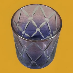 Vintage Purple Ombre Cut Glass Tumbler Drinkware Decorative Home Candle Decor - Picture 1 of 9
