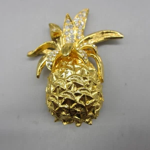 Vintage KJL Brosche Ananas Strass goldfarben  - Bild 1 von 9