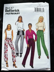 UNCUT Butterick B6137 Misses Semi-Fitted Pants (6-22) Easy Sewing Pattern - Picture 1 of 8