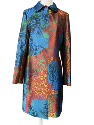 Anne Klein Coat Womens 8 Animal Print Long Dressy Jacket Pockets Retro - Image 1 of 4