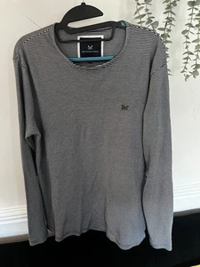 Men’s Crew Clothing Long Sleeve Top. Size Large. Navy Stripes. - Picture 1 of 3