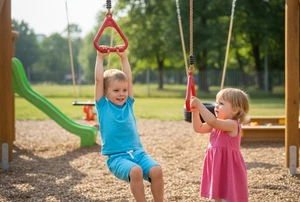 Seilringe Turnringe mit Kunststoffgriffe Ringseil Spielturm Schaukel Kletterturm - Picture 1 of 15