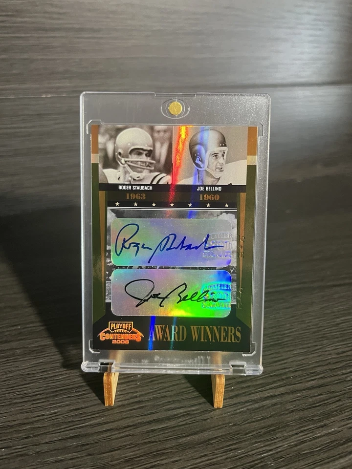 2006 Playoff Contenders Award Winners Roger Staubach/Joe Bellino Dual Auto /50 - Image 1 of 2