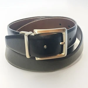 Unbranded Silver Buckle Size 42 Genuine Leather Bonded Dark Brown Dress Belt - Picture 1 of 6