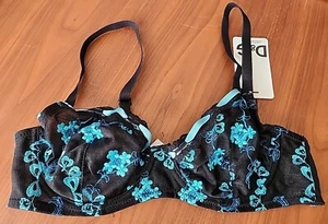 DOLCE & GABBANA UNDERWIRE BRA IT 5B EU 90B USA 40B Black Light Blue Floral NwT - Picture 1 of 10