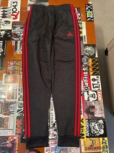 Adidas Boys Soccer Pants Heather Gray Elastic Waist Drawstring Size L 14/16 - Picture 1 of 4