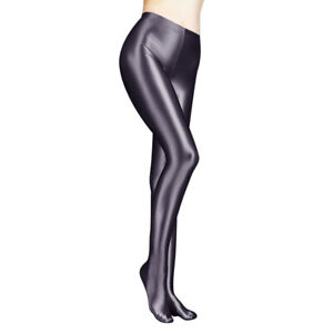 Womens Satin High Gloss Opaque Pantyhose Shiny Wet Look Stretch Tights Stockings