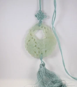 Jade Pendant or Connector Bead with Tassels Carved Elephant Jewelry Craft JP1 - Picture 1 of 5
