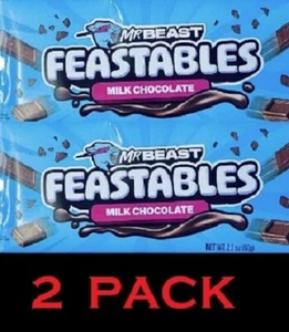 2x Mr Beast Feastables MILK CHOCOLATE NEW 2.1 oz Candy Bar - 2 PACK - Picture 1 of 3