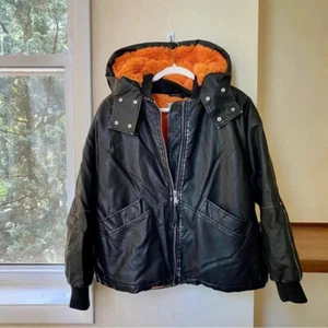 New Free People Moxy Trapeze Vegan Leather Bomber Jacket Coat Black Sz XS - Picture 1 of 9