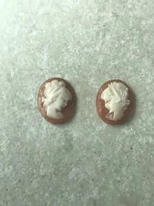 Coppia abbinata di cammei ovali originali conchiglia corniola - 10x8 mm - gratis P&P - Foto 1 di 4