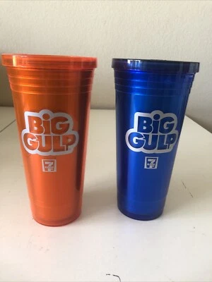 (2) Vaso aislado 7-Eleven 7 Eleven 7-11 Pacific Sand Blast naranja y azul Foto 1 de 4