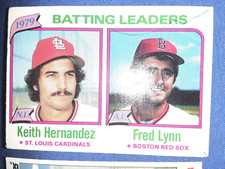 1980 Topps #201 KEITH HERNANDEZ and FRED LYNN 1979 Batting Leaders LARGE CREASE
