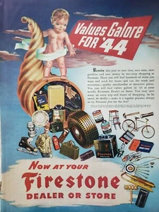 Vintage 1944 Firestone Values Galore Print Ad Ephemera Art Decor - Picture 1 of 1