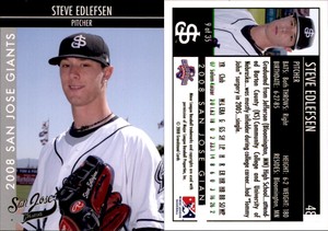 Steve Edlefsen 2008 Grandstand San Jose Giants #9 Card *AutographDen*