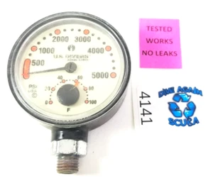 US Divers Aqua Lung 5000 PSI SPG Submersible Pressure Gauge + Thermometer Scuba - Picture 1 of 8