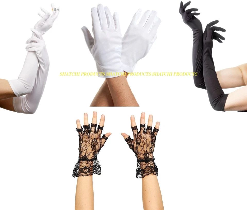 Ladies Mens Long Finger Gloves Elbow Christmas Opera Santa Fancy Dress Costume