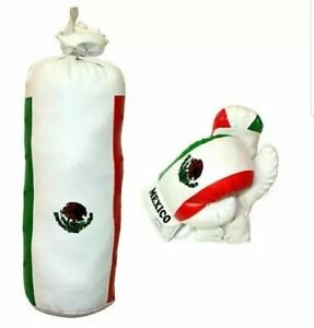 Kids Boxing Kit Training Bag Set Mini Punching Bag Gloves Heavy Bag Mexico Flag
