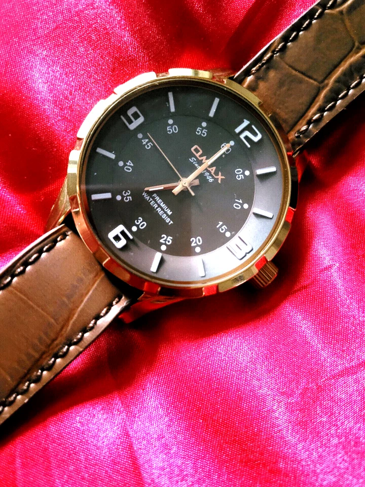 OMAX H006 Men's Bronze Chrome Brown Easy Reader Dial Analog Watch