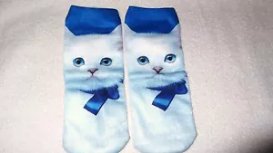 Cute Kitty Cat Socks Unisex Clothing Casual Men's Women Ankle Novelty Gift - Picture 1 of 3